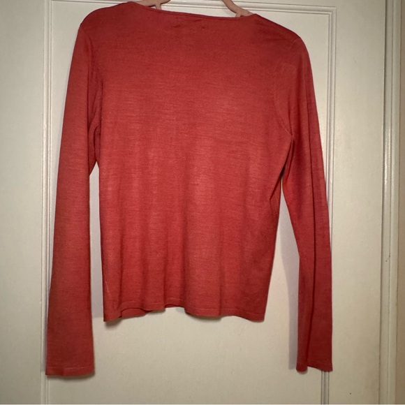 Banana Republic Sweater Womens Size M Pink Silk Blend V-neck Preppy Casual - Picture 10 of 15